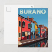 Het levendige Burano-eiland Italië Briefkaart (Voorkant / Achterkant)