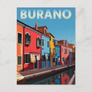 Het levendige Burano-eiland Italië Briefkaart