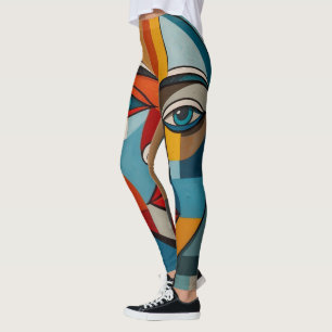 Het levendige Kleurrijke Abstracte Gezicht Schilde Leggings