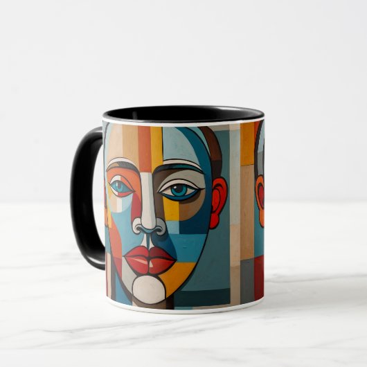 Het levendige Kleurrijke Abstracte Gezicht Schilde Mok (Voorkant links)
