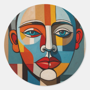 Het levendige Kleurrijke Abstracte Gezicht Schilde Ronde Sticker