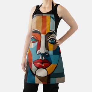 Het levendige Kleurrijke Abstracte Gezicht Schilde Schort