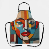 Het levendige Kleurrijke Abstracte Gezicht Schilde Schort (Voorkant)