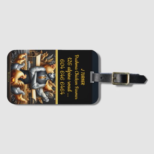 Het levendige leven van Brahma Chicken Farmer Bagagelabel (Voorkant (horizontaal))