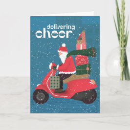 Het leveren van Cheer Santa Scooter Wenskaart Kaart