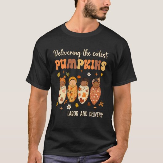 Het leveren van de schattigste pompoenen Bevalling T-shirt (Voorkant)
