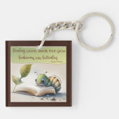 Het lezen draait boekwormen aan Butterflies Sleutelhanger (Achterkant)