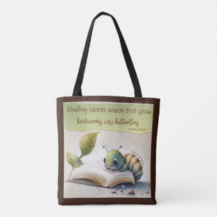 Het lezen draait boekwormen aan Butterflies Tote Bag
