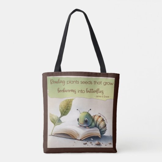 Het lezen draait boekwormen aan Butterflies Tote Bag (Achterkant)