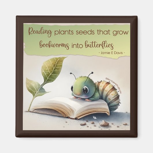 Het lezen draait Referentiewormen aan Butterflies Magneet (Voorkant)