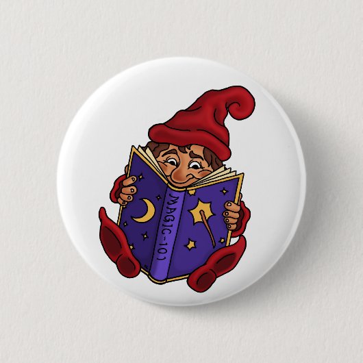 het lezen gnome grappige knop ronde button 5,7 cm (Voorkant)