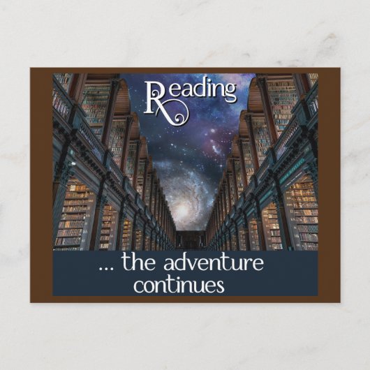Het lezen ... het avontuur gaat door briefkaart (Voorkant)