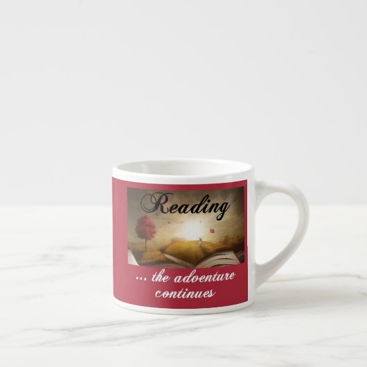 Het lezen, het avontuur gaat verder espresso kop (Rechts)