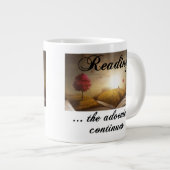 Het lezen, het avontuur gaat verder grote koffiekop (Voorkant rechts)