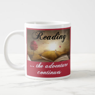 Het lezen, het avontuur gaat verder grote koffiekop