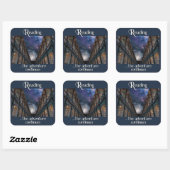 Het lezen, het avontuur gaat verder vierkante sticker (Vel)