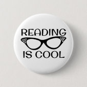 Het lezen is Cool Button met kat-oogbril (Voorkant)