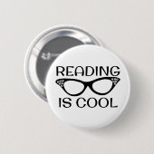 Het lezen is Cool Button met kat-oogbril (Voorkant /achterkant)