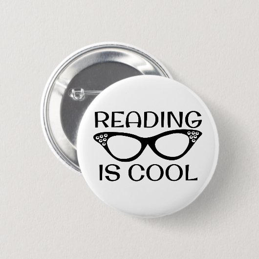 Het lezen is Cool Button met kat-oogbril (Voorkant /achterkant)