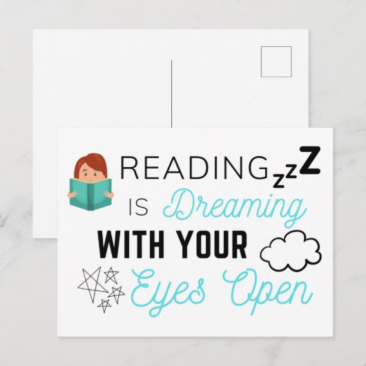 Het lezen is droomig met je open Briefkaart voor o (Voorkant / Achterkant)