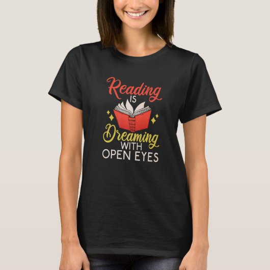 Het lezen is droomig met open oyes Book T-shirt (Voorkant)