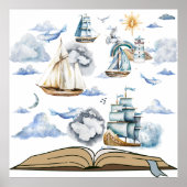 Het lezen is een kaartje aan avontuur poster (Voorkant)