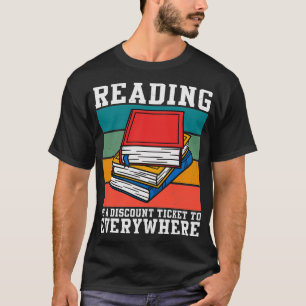 Het lezen is een kortingskaartje aan overal boek t-shirt