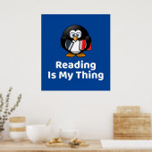 Het lezen is mijn ding pinguïn Poster (Keuken)