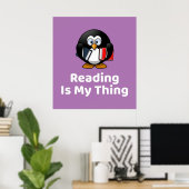 Het lezen is mijn ding pinguïn Poster (Thuiskantoor)