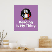 Het lezen is mijn ding pinguïn Poster (Keuken)