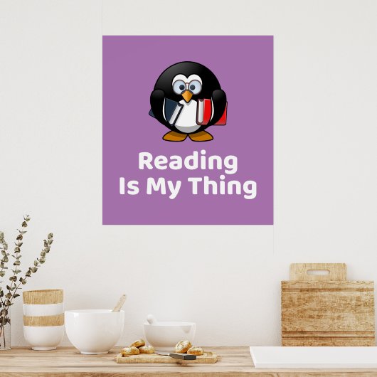 Het lezen is mijn ding pinguïn Poster (Keuken)