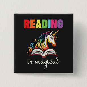 Het lezen is mijn magische vierkante button 5,1 cm