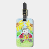 Het lezen ladybug kind gepersonaliseerd bagagelabe bagagelabel (Voorkant verticaal)