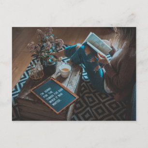 het lezen met een literaire kop thee briefkaart