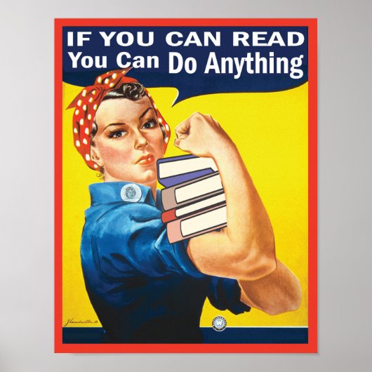 Het lezen met grappige Rosie de Riveter Classic Poster (Voorkant)