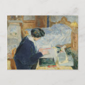 Het lezen naast haar bed briefkaart (Voorkant)