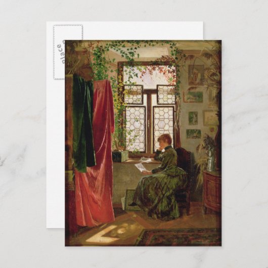 Het lezen van de brief briefkaart (Voorkant / Achterkant)