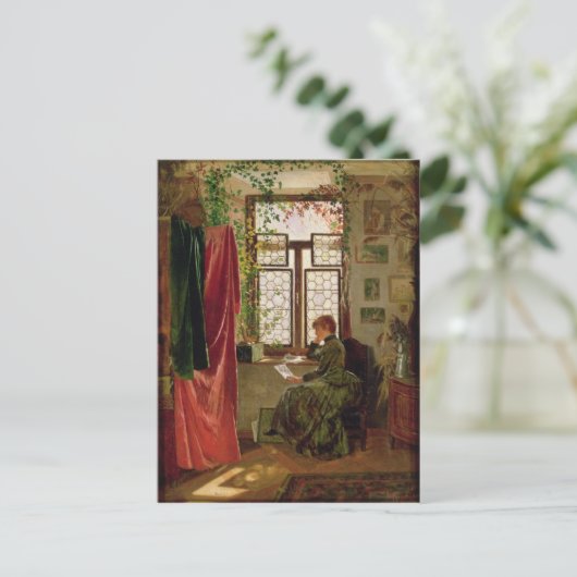 Het lezen van de brief briefkaart (Staand voorkant)