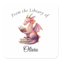 Het lezen van Dragon Bookplate Sticker - Van de