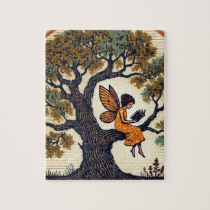 Het lezen van Fairy in een eikenboom Legpuzzel