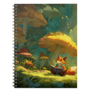 Het lezen van Fox Enchanted Mushroom Notitieboek