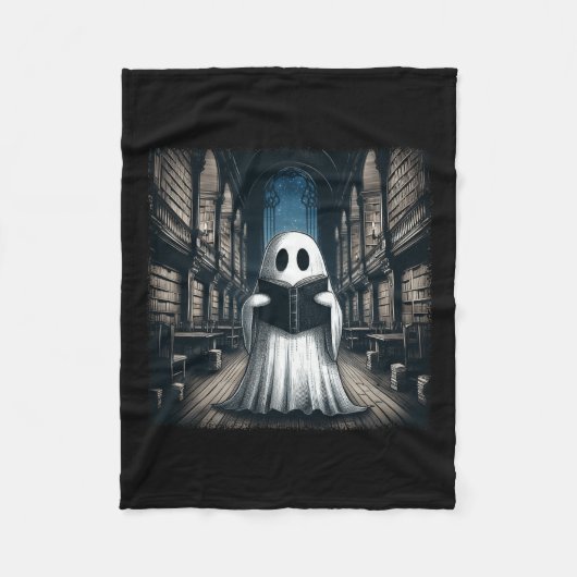 Het lezen van Ghost Library Halloween Librarian Bo Fleece Deken (Voorkant)