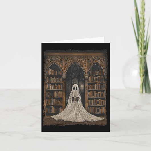 Het lezen van Ghost Library Halloween Librarian Bo Kaart (Voorkant)