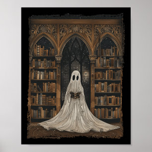 Het lezen van Ghost Library Halloween Librarian Bo Poster