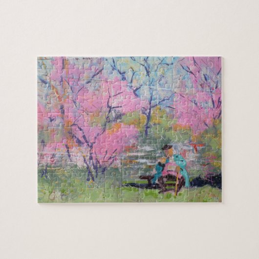 Het lezen van haar brief Redbuds / Kunstenaar Larr Legpuzzel (Horizontaal)