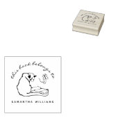 Het lezen van kattenvlinder Moderne boeken van de Rubberstempel (Gestempeld)