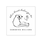 Het lezen van kattenvlinder Moderne boeken van de Rubberstempel (Afrduk)