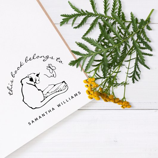 Het lezen van kattenvlinder Moderne boeken van de Rubberstempel