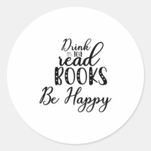 Het lezen van kunstwerk Drink thee lezen Boeken zi Ronde Sticker