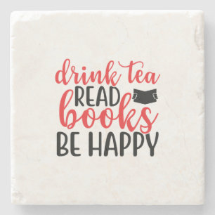 Het lezen van kunstwerk Drink thee lezen Boeken zi Stenen Onderzetter